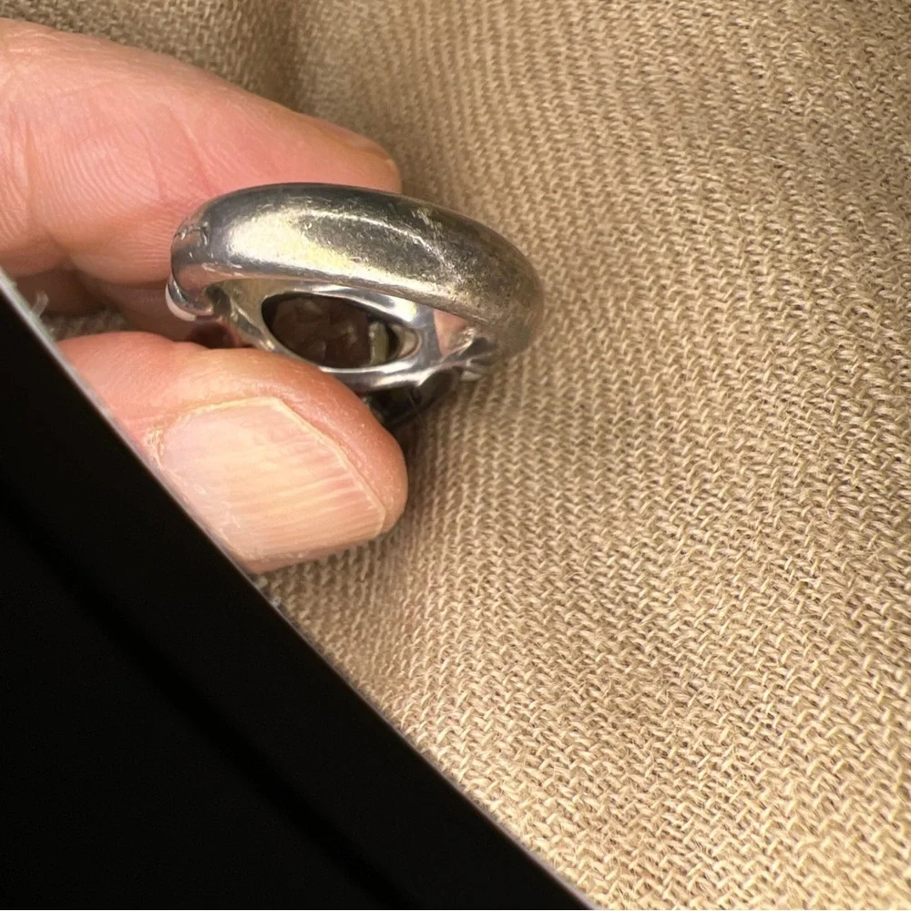 Ann king sterling silver 18K green amethyst/prasiolite pearl butterfly ring - Picture 16 of 16